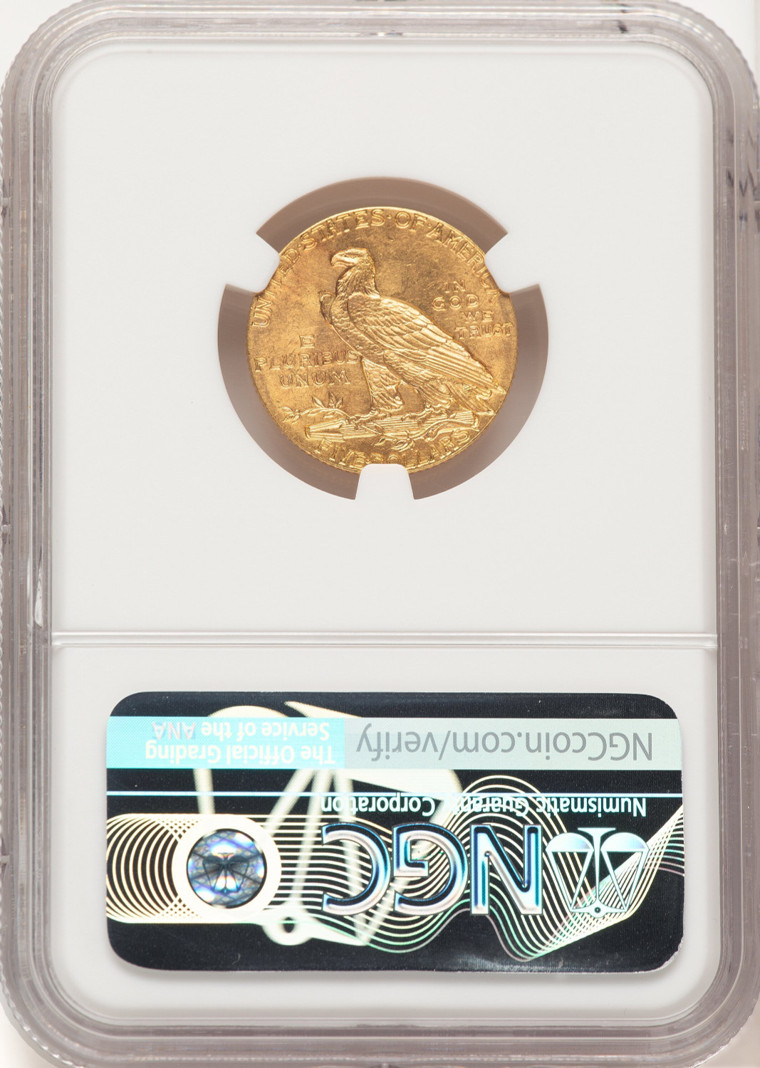 1909 $5 Indian Half Eagle NGC MS64 (521661002). Second image.