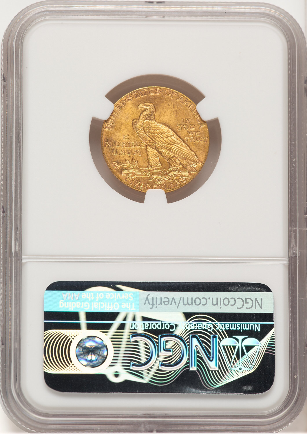 1911 $5 Indian Half Eagle NGC MS64 (521661003). Second image.