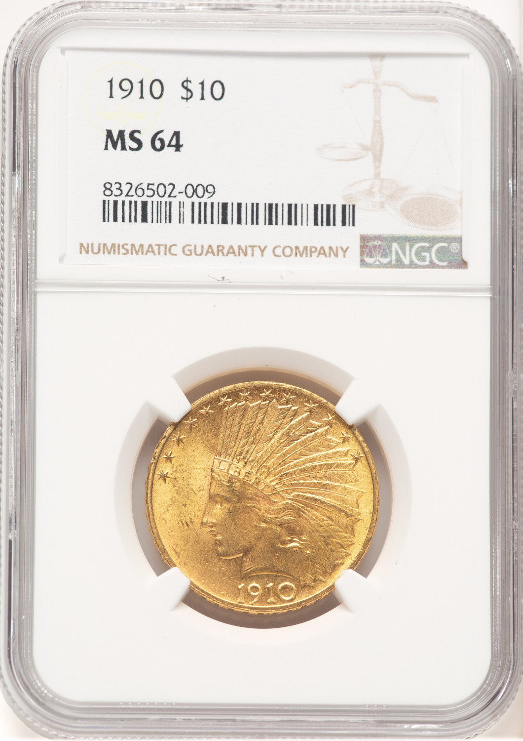 1910 $10 Indian Eagle NGC MS64