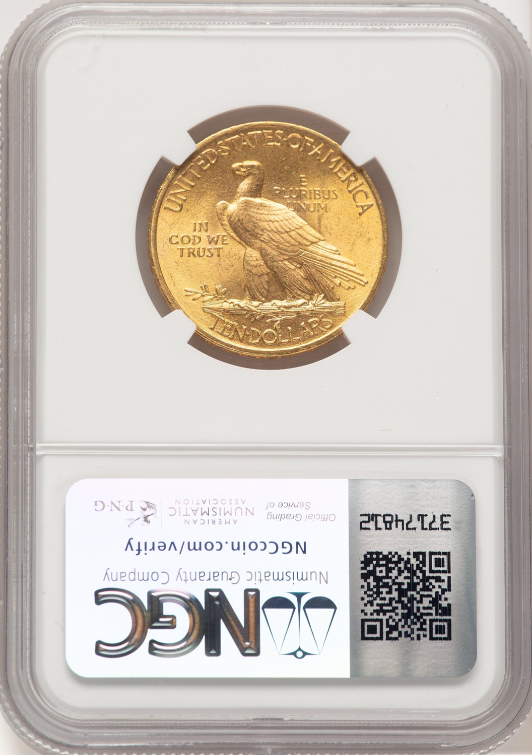 1910 $10 Indian Eagle NGC MS64. Second image.