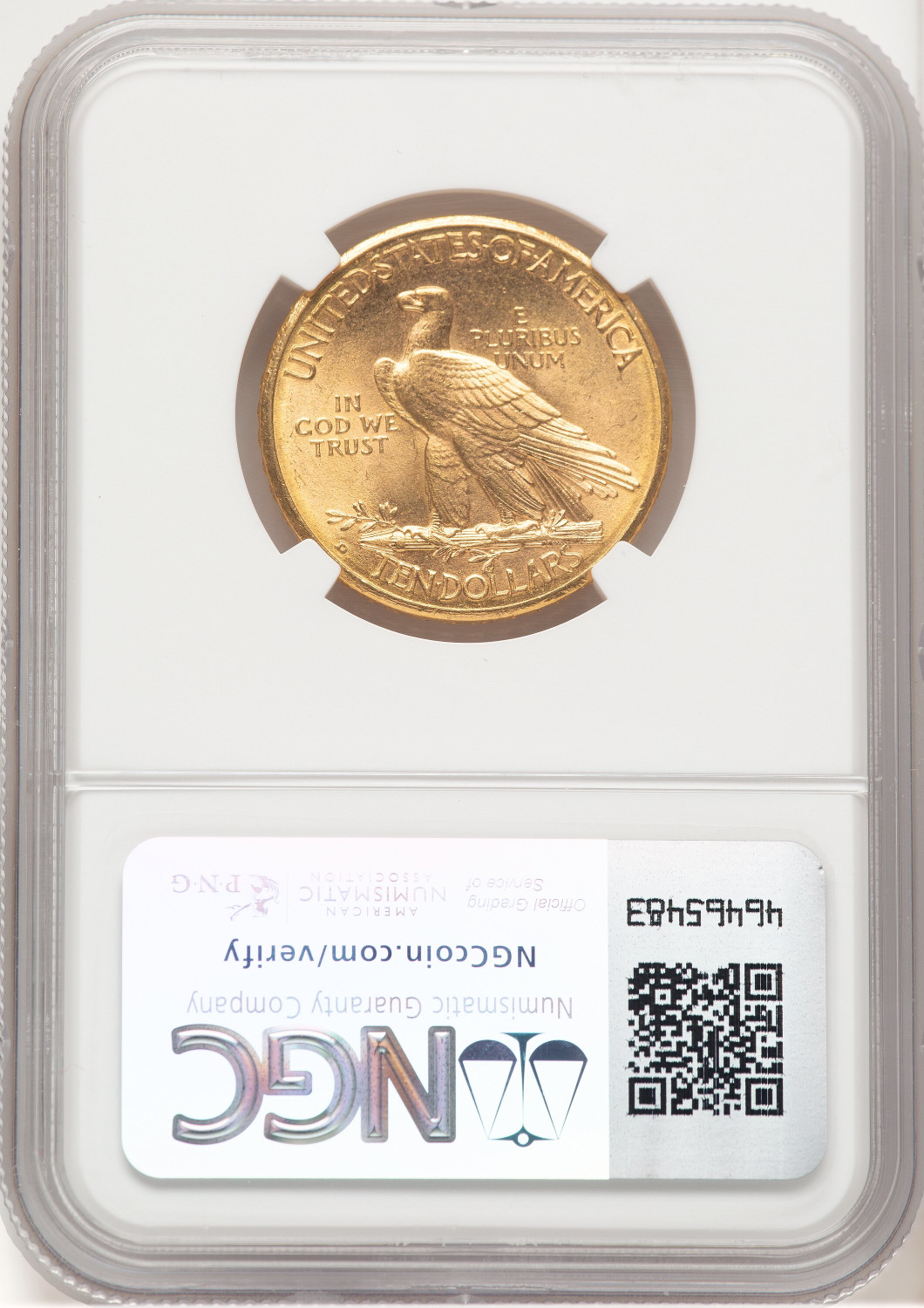 1910-D $10 Indian Eagle NGC MS64 (572308039). Second image.