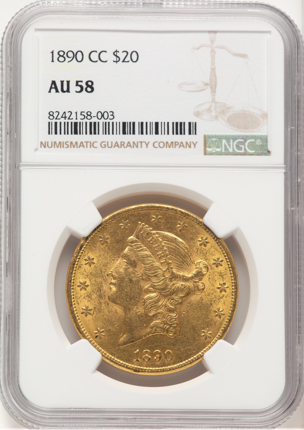 1890-CC $20 Liberty Double Eagle NGC AU58 (572321001)