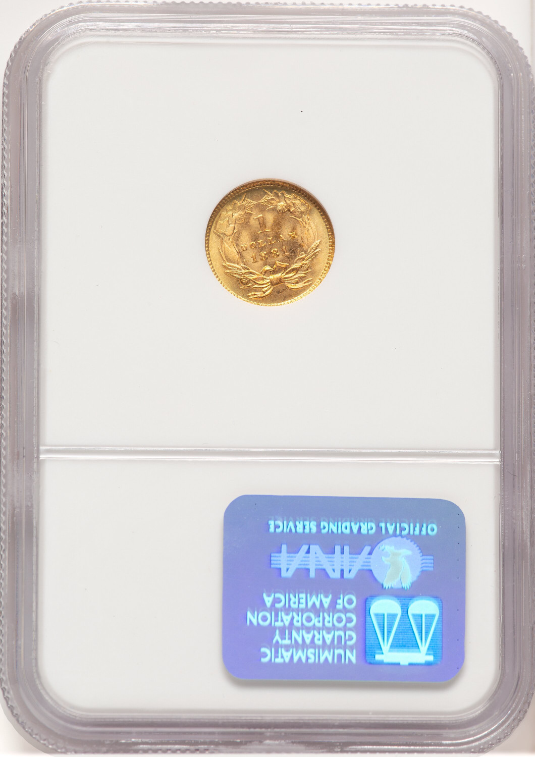 1881 G$1 Gold Dollar NGC MS67. Second image.