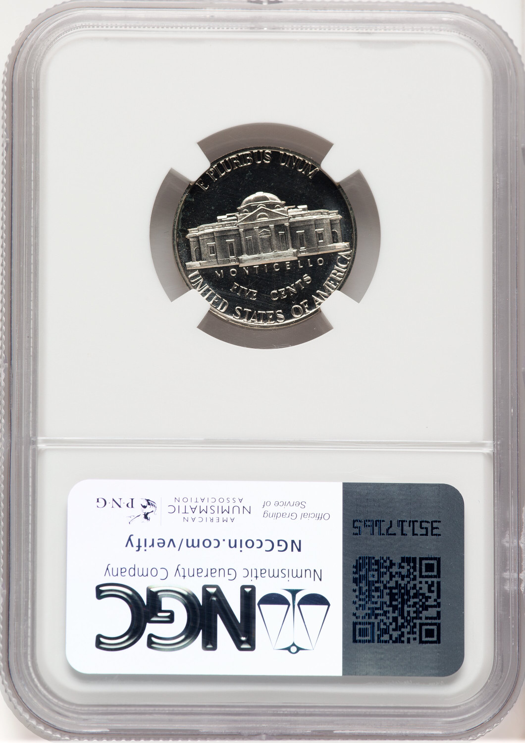 1971 5C NO S Proof Jefferson Nickel NGC PR67. Second image.