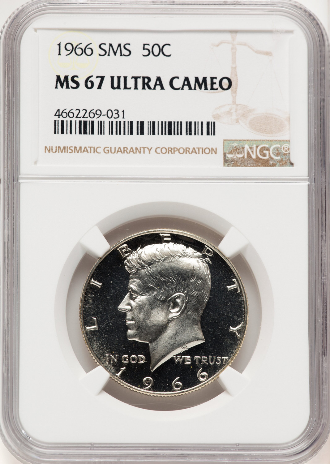 1966 50C SMS SMS Kennedy Half Dollar NGC MS67 (771526002)