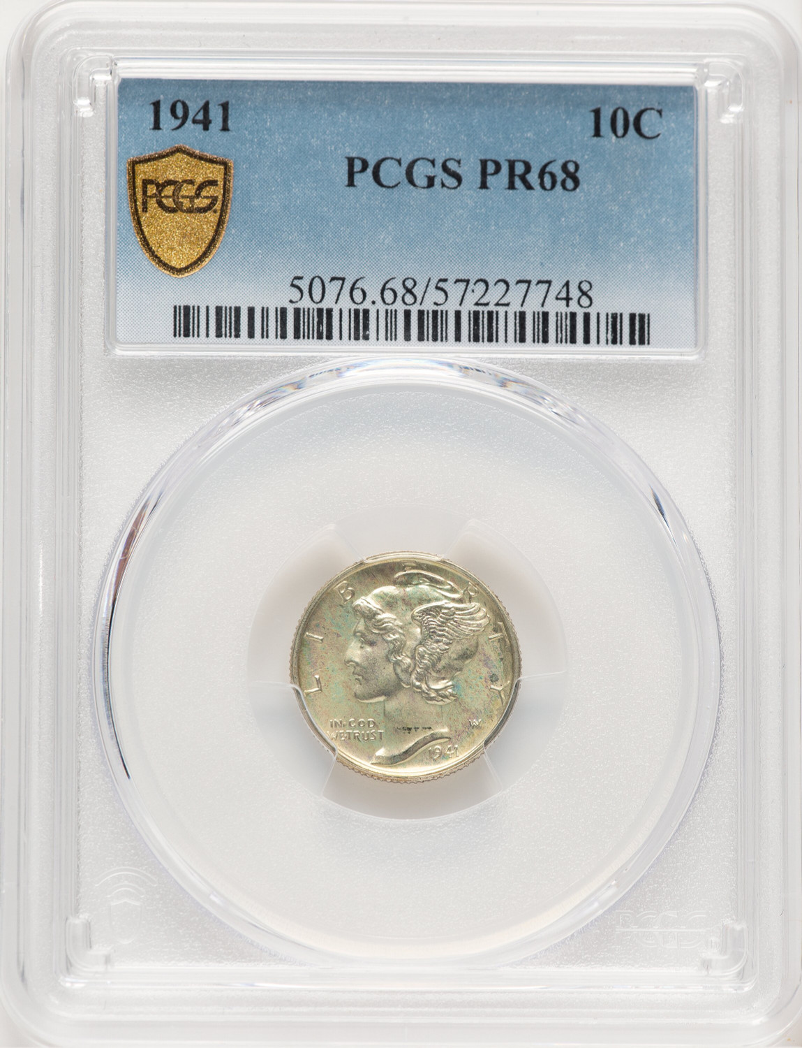 1941 10C Proof Mercury Dime PCGS PR68