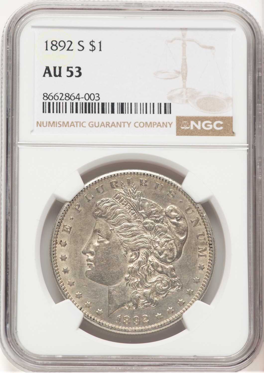 1892-S Morgan Dollar NGC AU53 (778956009)