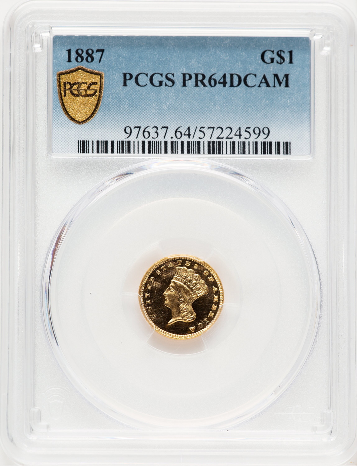 1887 G$1 Proof Gold Dollar PCGS PR64