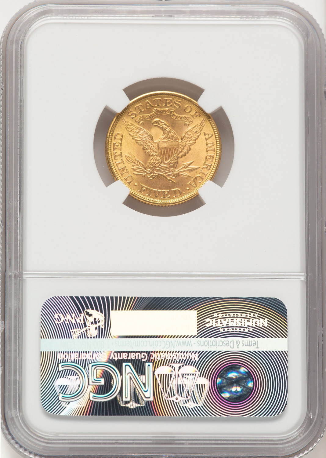 1899 $5 Liberty Half Eagle NGC MS66 (779406017). Second Image