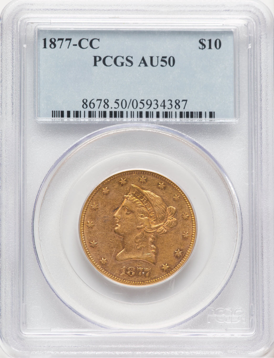 1877-CC $10 Liberty Eagle PCGS AU50 (779548001)