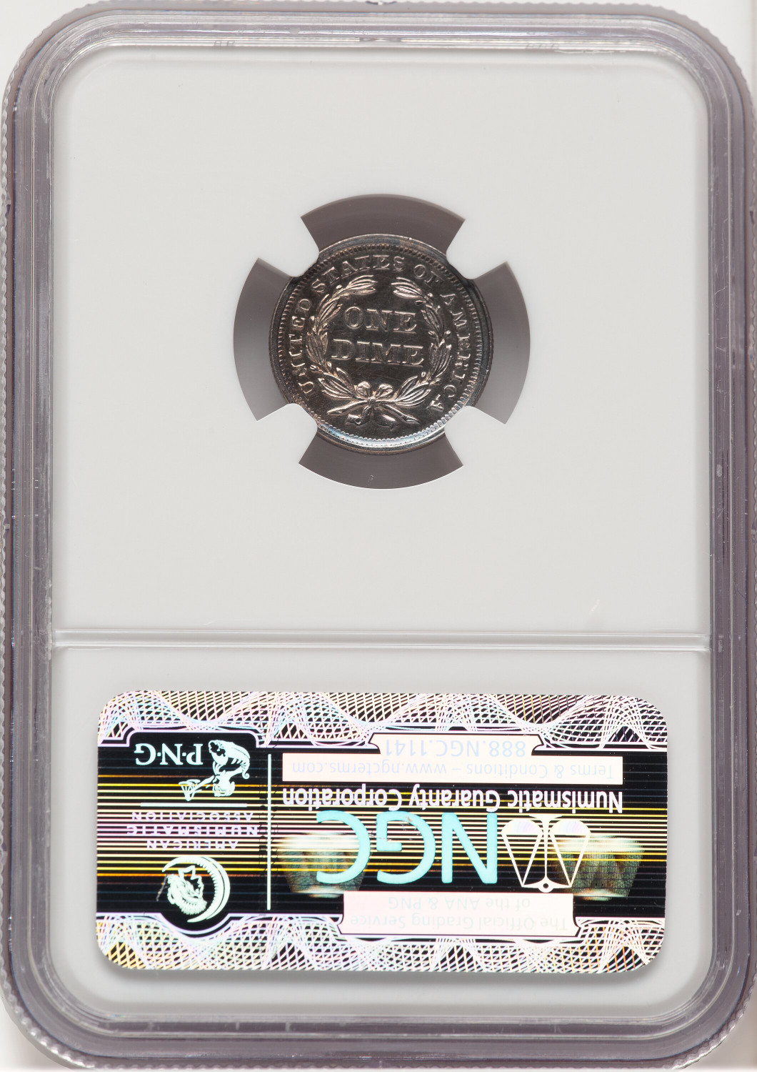 1859 10C CA Proof Seated Dime NGC PR67. Second image.