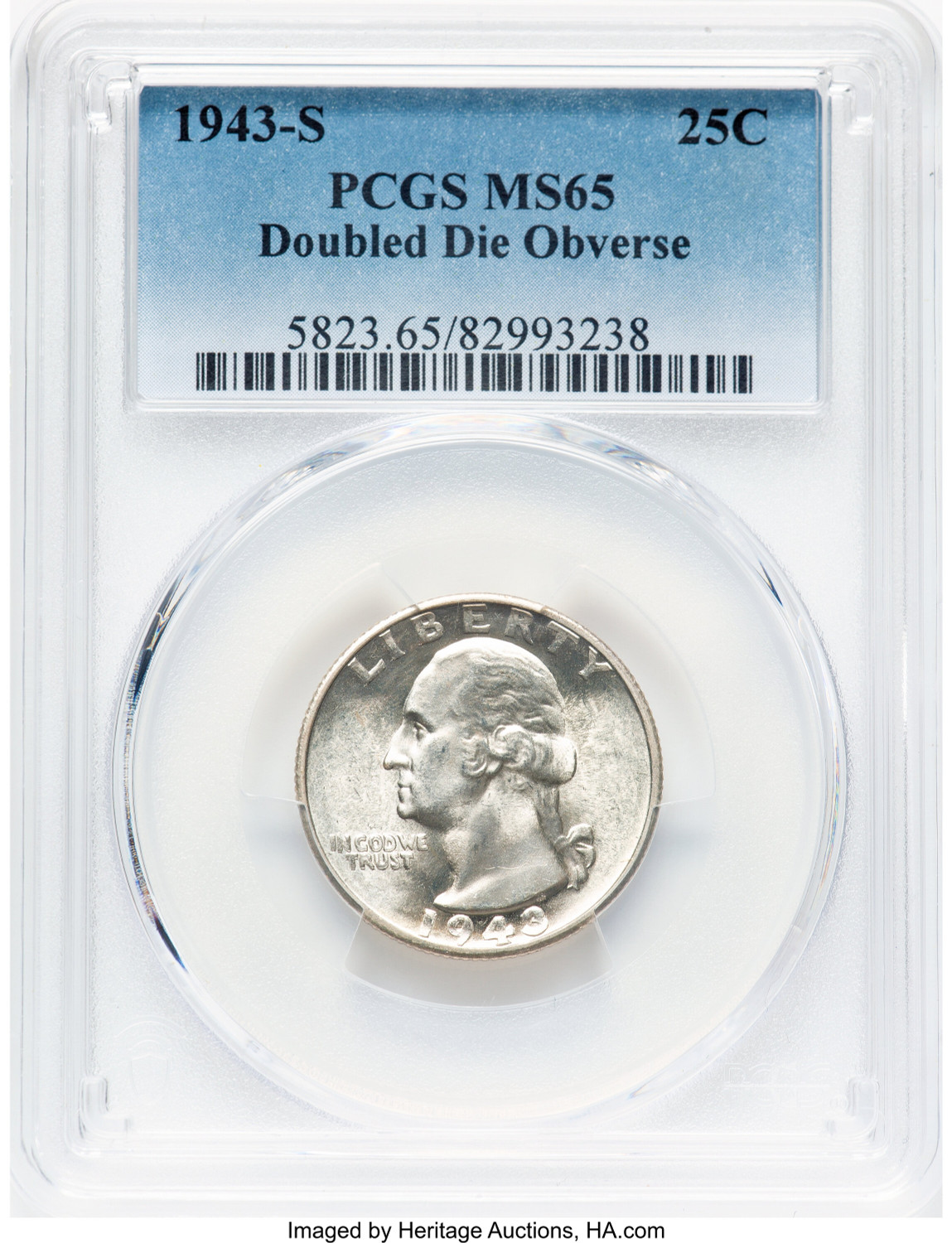 1943-S 25C FS-101 Washington Quarter PCGS MS65