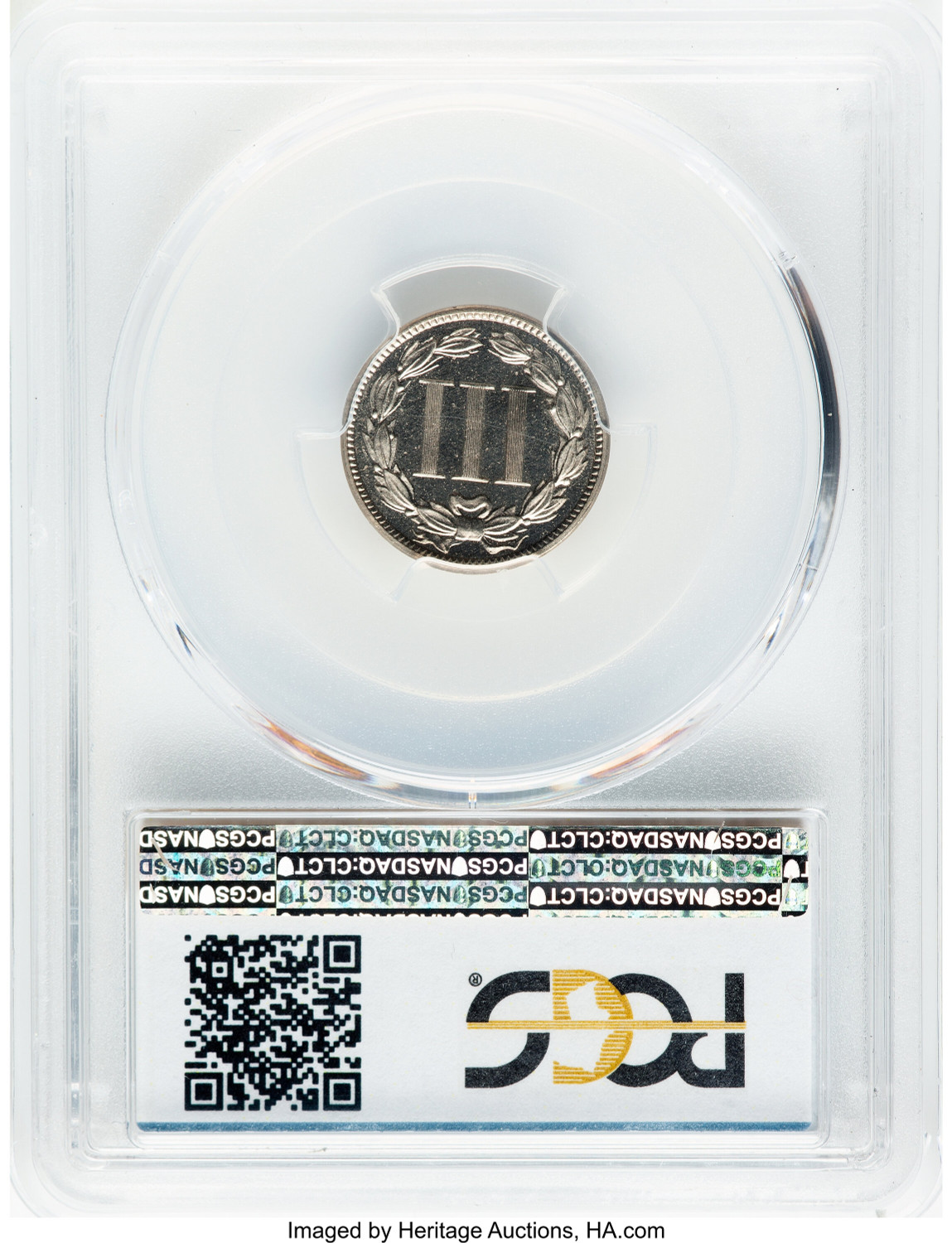 1887/6 3CN JD-1 CA CAC Proof Three Cent Nickel PCGS PR66. Second image.