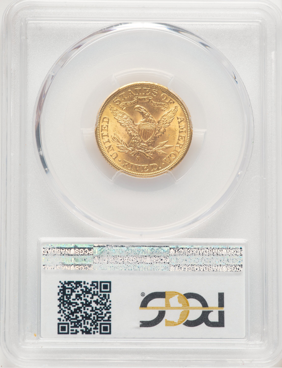 1901/0-S $5 Liberty Half Eagle PCGS MS64. Second image.