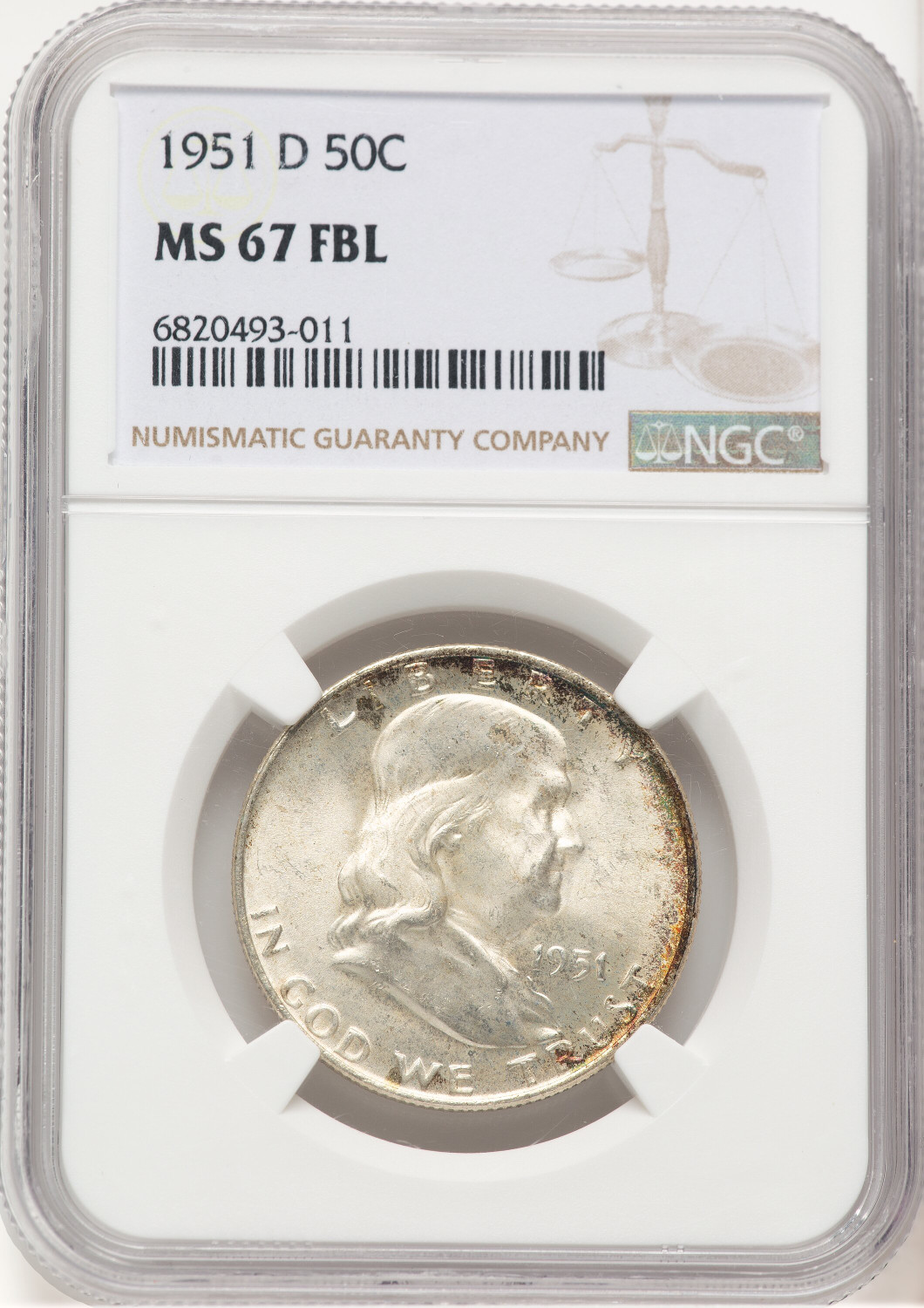 1951-D 50C FL Franklin Half Dollar NGC MS67 (780000022)