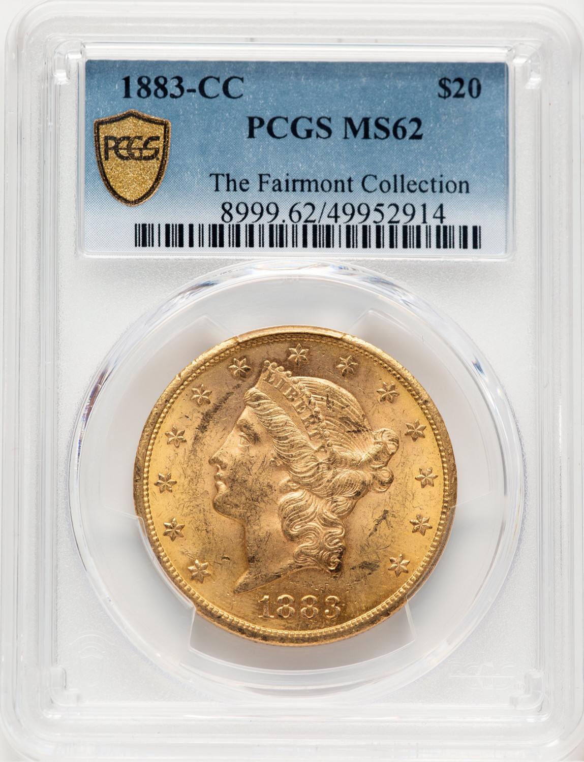 1883-CC $20 Liberty Double Eagle PCGS MS62