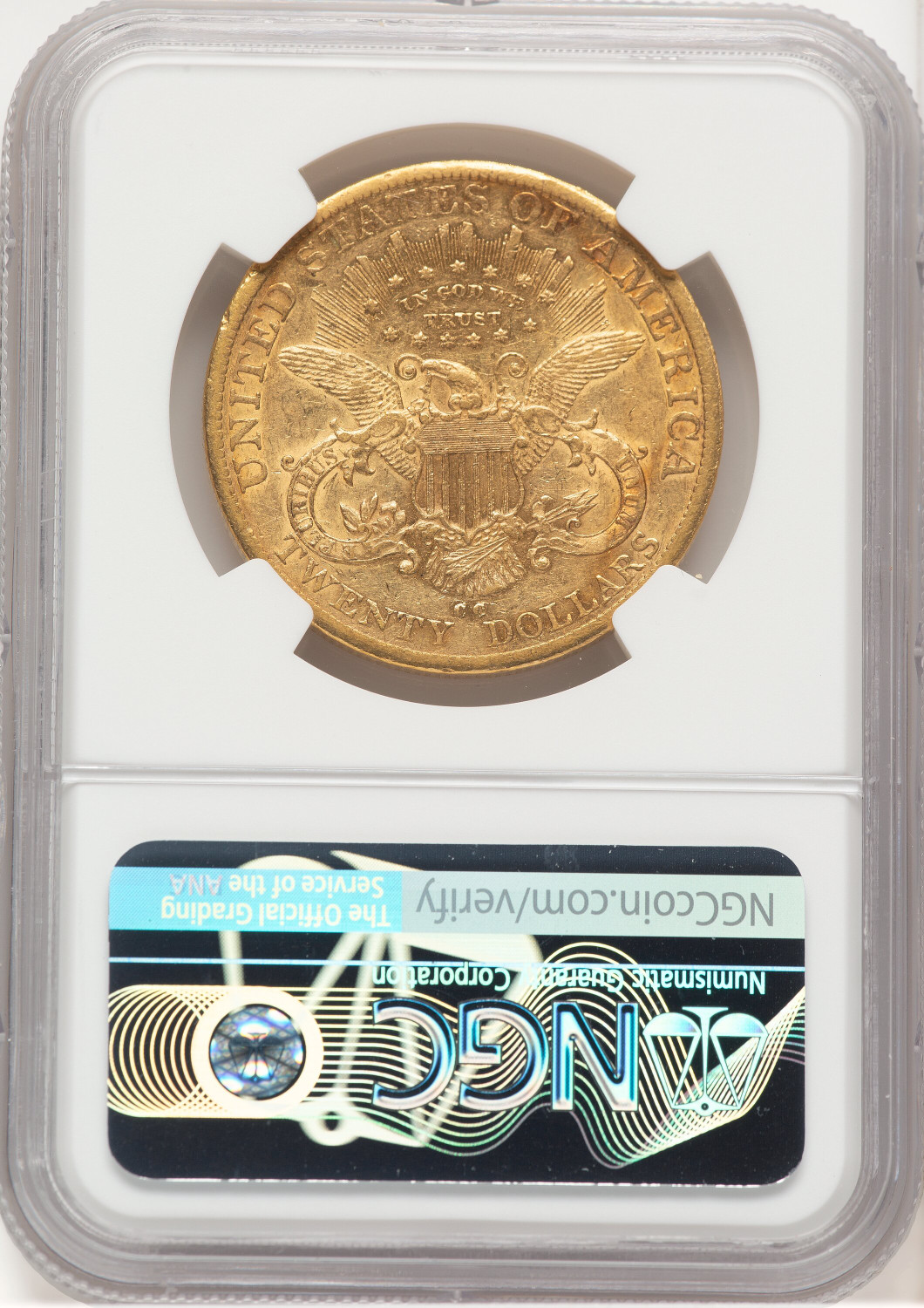1885-CC $20 Liberty Double Eagle NGC AU50. Second image.