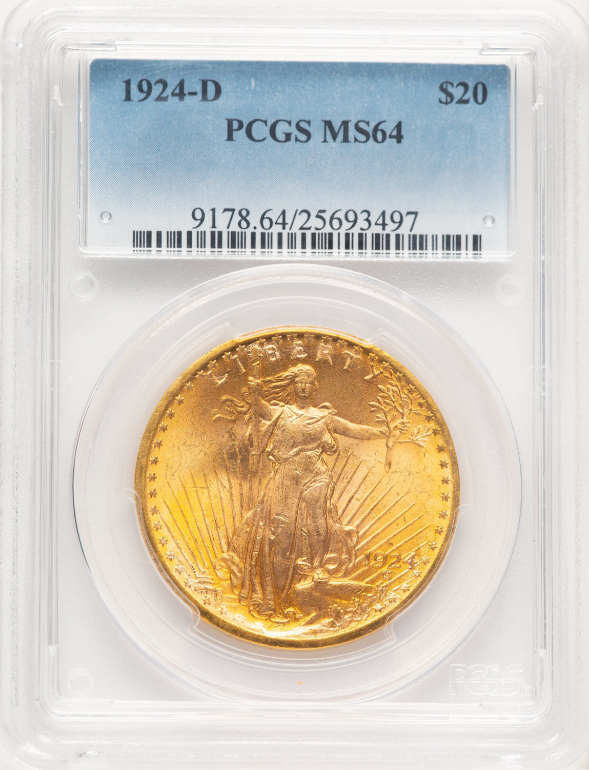 1924-D $20 Saint-Gaudens Double Eagle PCGS MS64