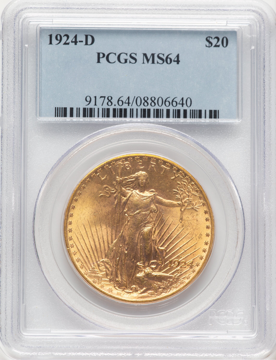 1924-D $20 Saint-Gaudens Double Eagle PCGS MS64 (780003021)