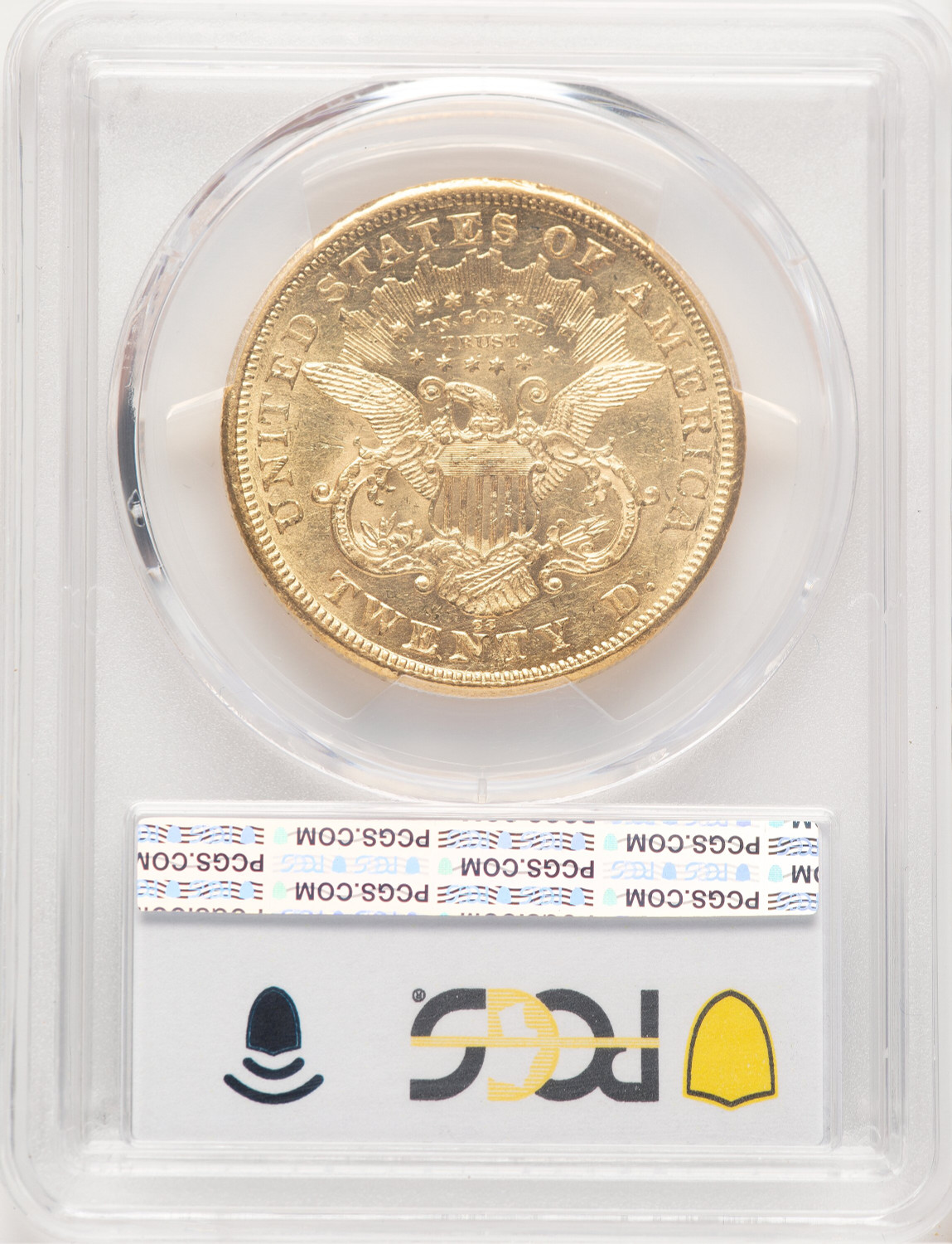 1875-CC $20 Liberty Double Eagle PCGS AU58. Second Image