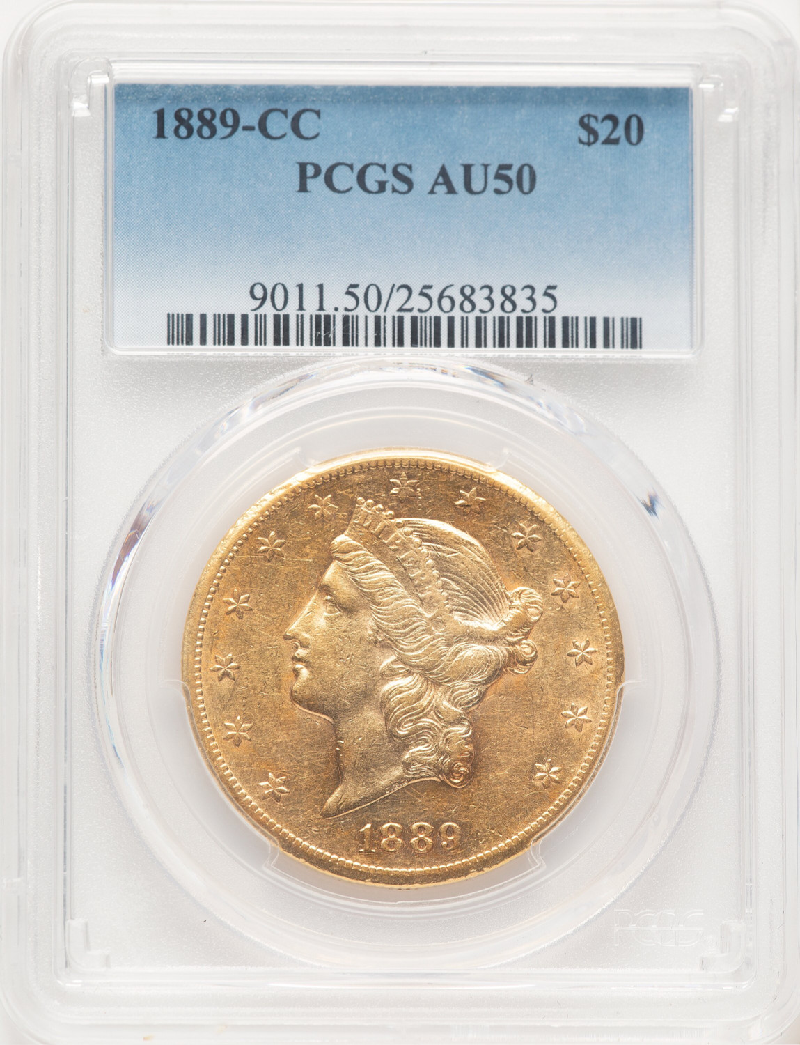 1889-CC $20 Liberty Double Eagle PCGS AU50