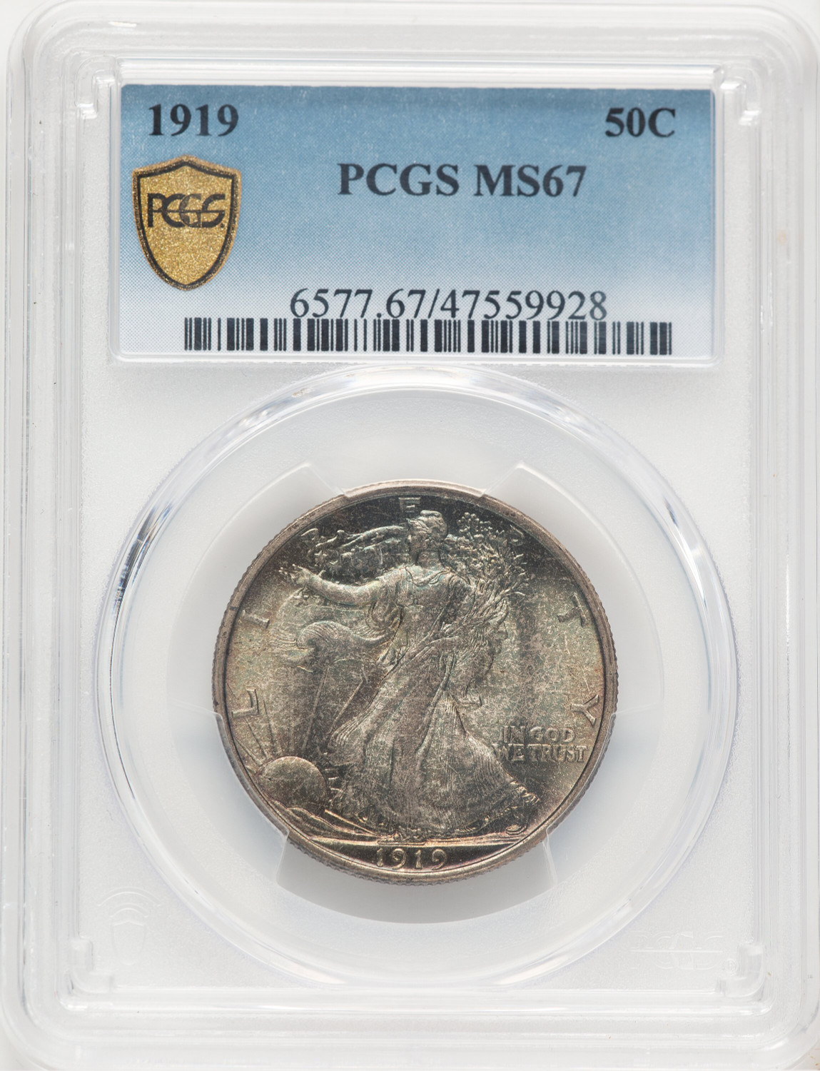 1919 50C Walking Liberty Half Dollar PCGS MS67