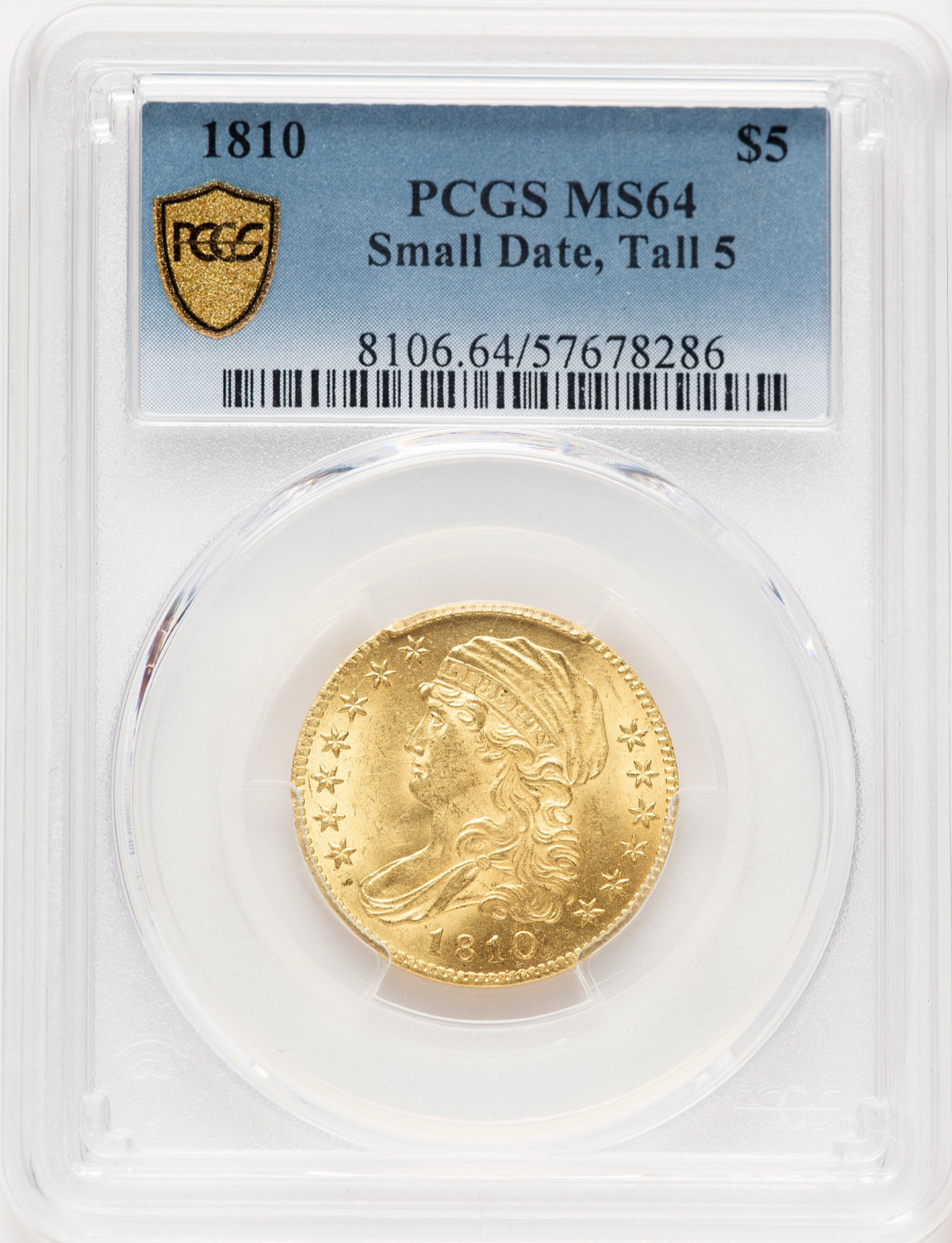 PCGS PR68DCAM 2012 $5 最高鑑定品 世界限定950枚 超希少 1810 $5 Small Date Tall 5 Early Half Eagle PCGS MS64 - LCR Coin