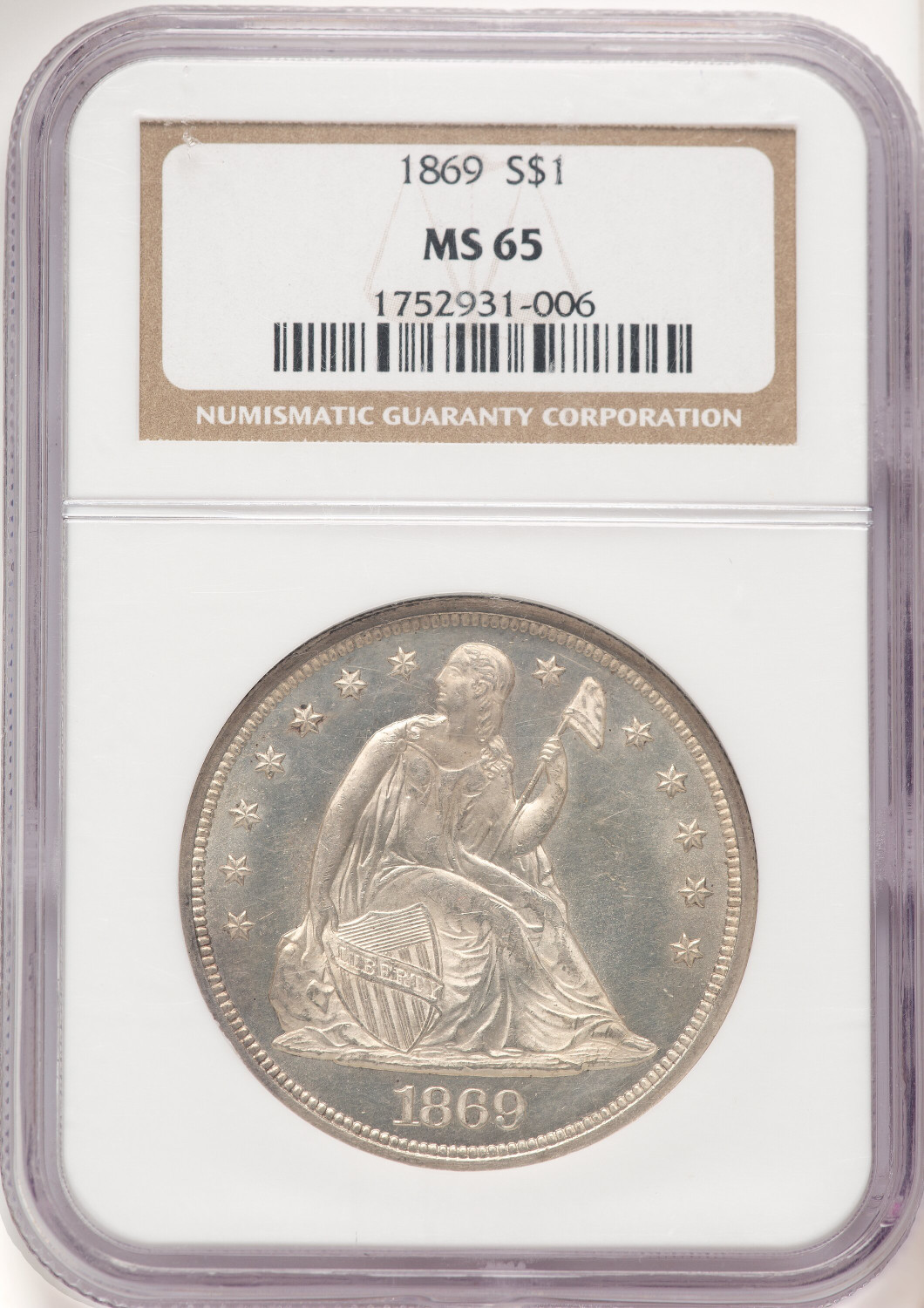 1869 Seated Dollar NGC MS65 - LCR Coin