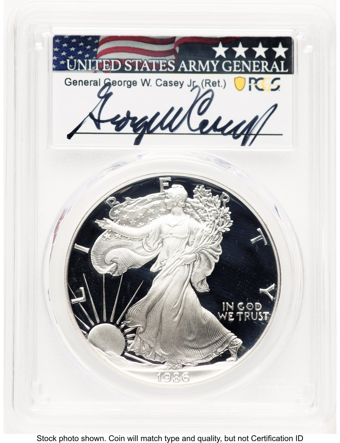 1986-S Proof Silver Eagle 1 oz George Casey PCGS PR70 - LCR Coin