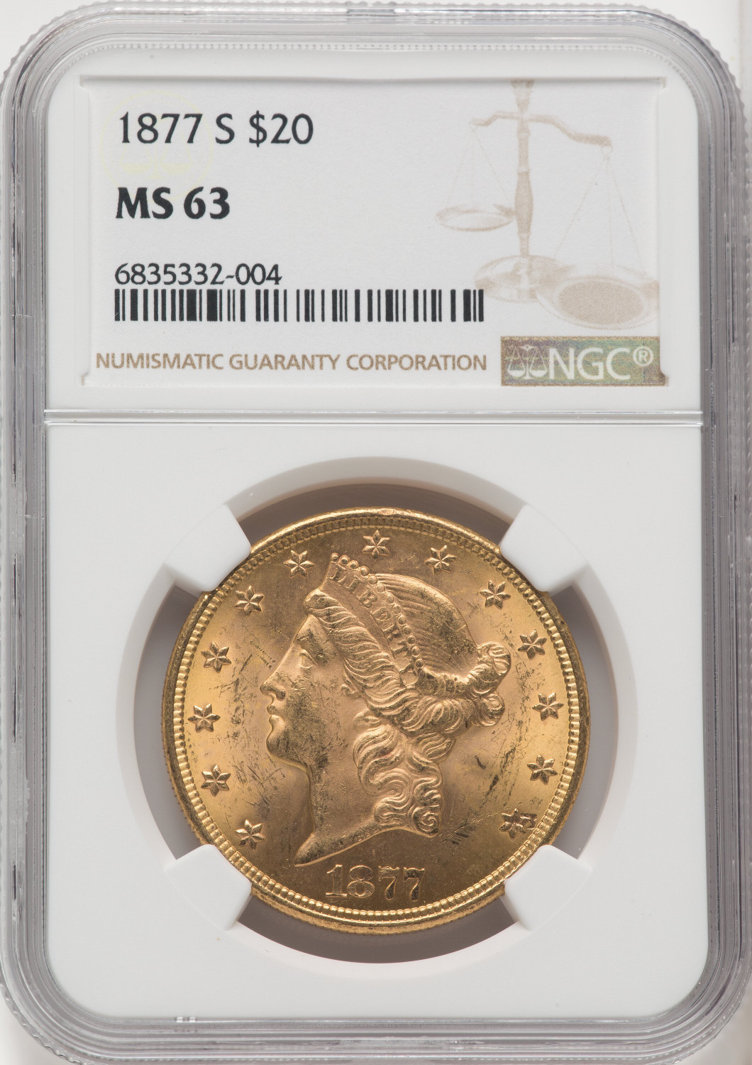 1877-S $20 Liberty Double Eagle NGC MS63 (518529038) - LCR Coin