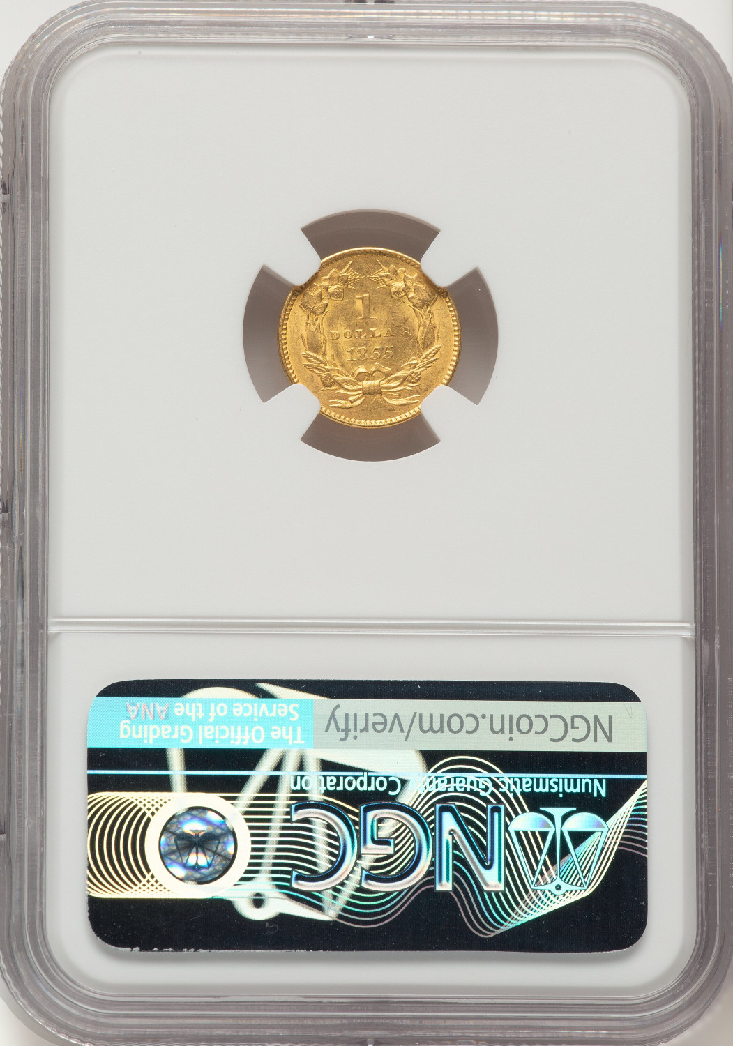 1855 G$1 Type Two Gold Dollar NGC MS62 - LCR Coin