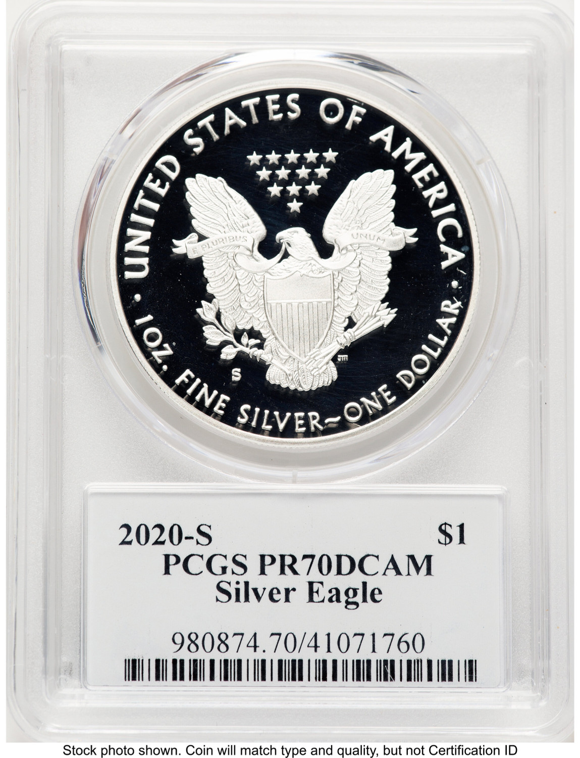 2020-S Proof Silver Eagle 1 oz TD Rogers PCGS PR70 - LCR Coin