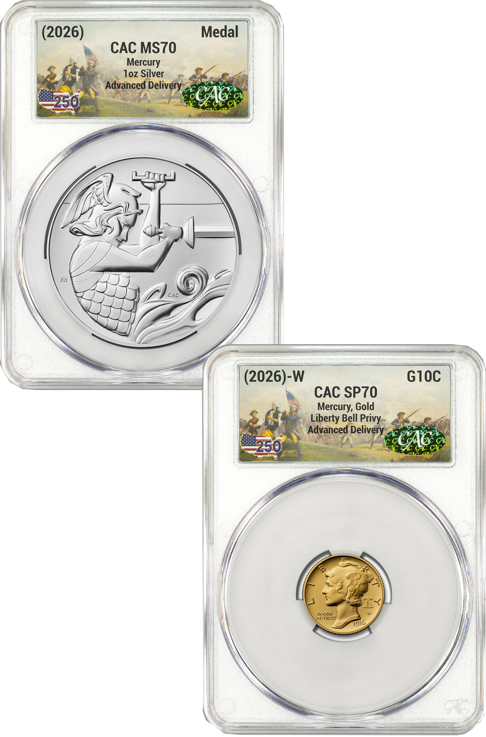2026-W (P) Mercury Gold Silver Set AD CAC MS70/SP70 | LCR Coin