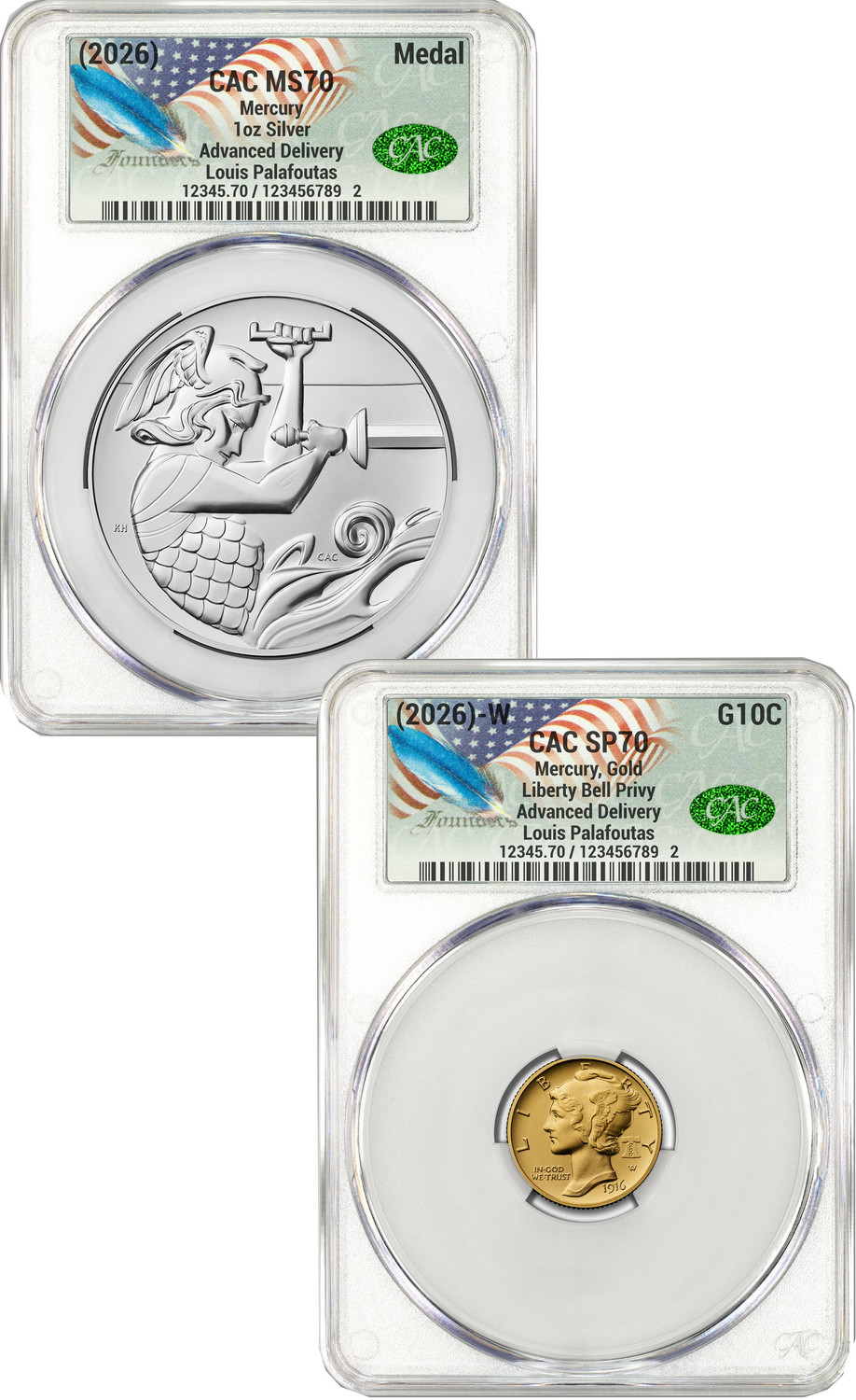 2026-W (P) Mercury Gold Silver Set AD CAC MS70/SP70 | LCR Coin