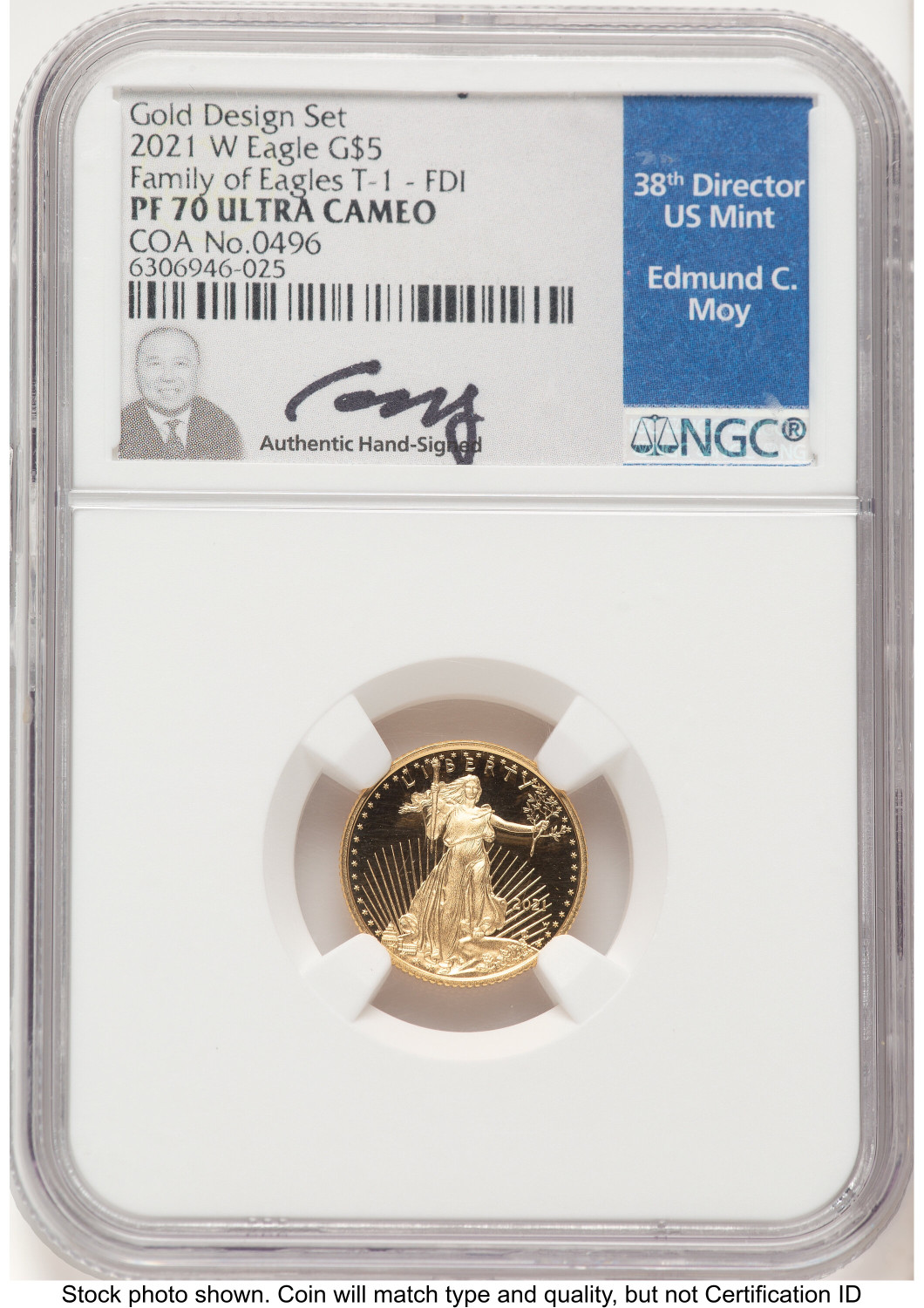 2021-W Type 1 Proof Gold Eagle 1/10 oz FDI NGC PF70 Ed Moy - LCR Coin