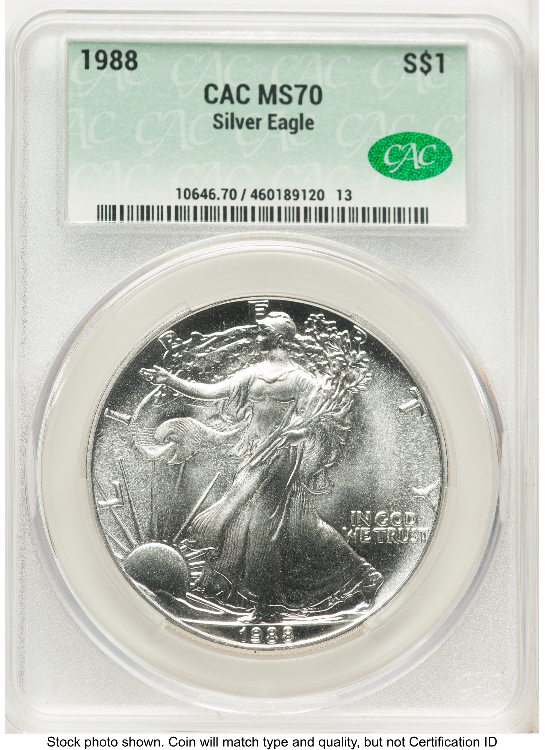 1988 Silver Eagle Non Designation CACG MS70 - LCR Coin