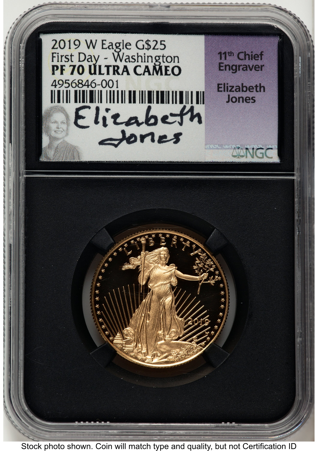 2019-W Proof Gold Eagle 1/2 oz FDI Elizabeth Jones Washington NGC