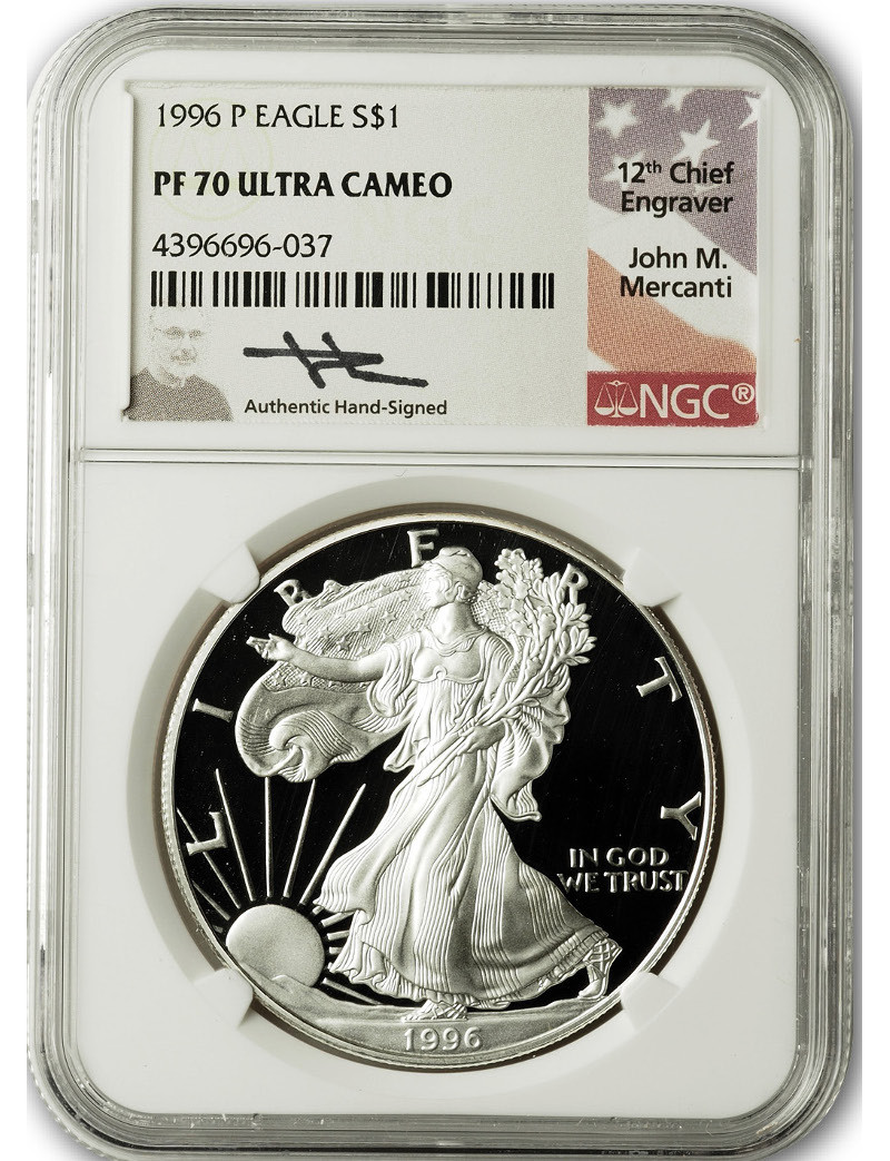 1996-P American Silver Eagle NGC PF70 Ultra Cameo John Mercanti