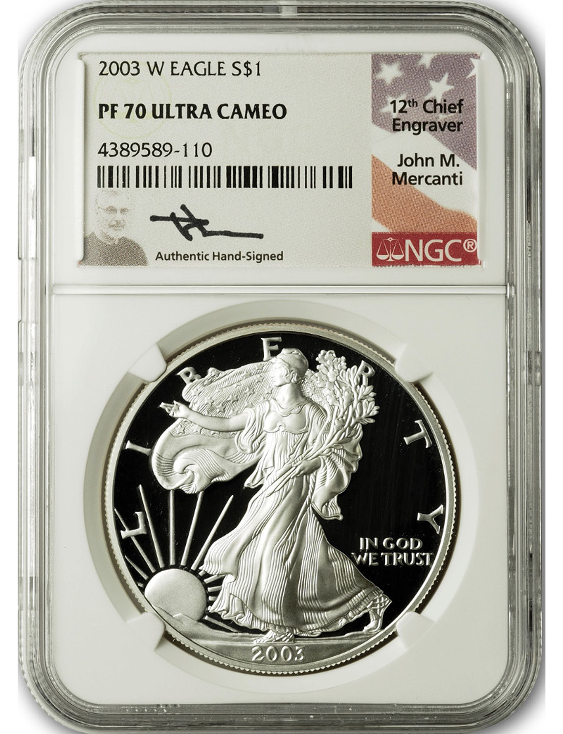 2003-W American Silver Eagle NGC PF70 Ultra Cameo John Mercanti