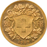 Swiss 20 Francs Gold Helvetia Coin AU Random Year