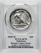 2020-W Palladium Eagle 1 oz Burnished Reagan Legacy Series Michael Reagan Picture PCGS MS70