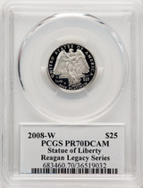 2008-W $25 Quarter-Ounce Platinum Eagle Statue of Liberty Michael Reagan Reagan Legacy Series PCGS PR70