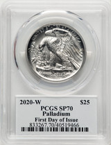2020-W Palladium Eagle 1 oz Burnished FDI Gary Whitley PCGS MS70