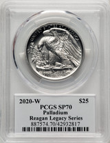 2020-W Palladium Eagle 1 oz Burnished Reagan Legacy Series PCGS MS70