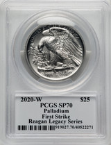 2020-W Palladium Eagle 1 oz Burnished FS Reagan Legacy Series Michael Reagan Picture PCGS MS70