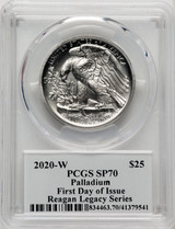 2020-W Palladium Eagle 1 oz Burnished FDI Reagan Legacy Series Michael Reagan PCGS MS70 (772671061)