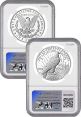 2025-S Morgan and Peace Silver Dollar 2pc Set FDI NGC PF70 Harrigal