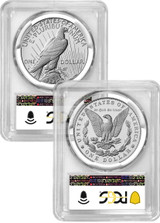 2025-S Morgan and Peace Silver Dollar 2pc Set FDI Coin PCGS PR70