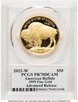 2022-W Proof Gold Buffalo 1 oz AR Emily Damstra PCGS PR70