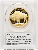 2016-W Proof Gold Buffalo 1 oz James Earle Fraser PCGS PR70
